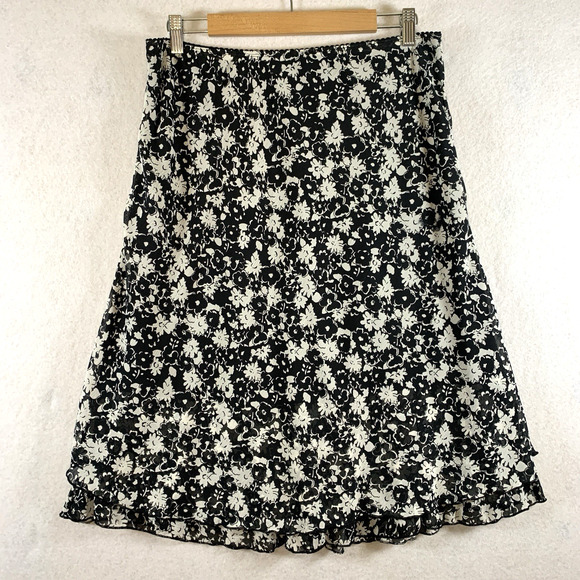 Women Ditsy Floral Chiffon Skirt Sz XL Petite Layered Dark Romantic Cottage Y2K - Picture 1 of 14